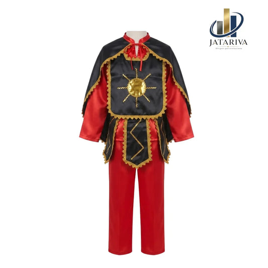 TRAJE DE LA TIRANA HOMBRE-NEGRO CON ROJO. DE TELA RAZO DE LA TALLA 8 A LA L.