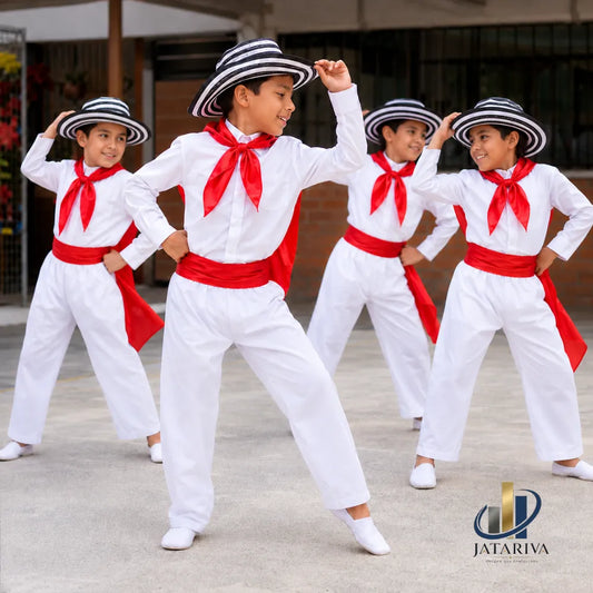 TRAJE DE BAILE COLOMBIANO COMPLETO, FAJA, PAÑUELO, PUNTA - LISTO PARA BAILE