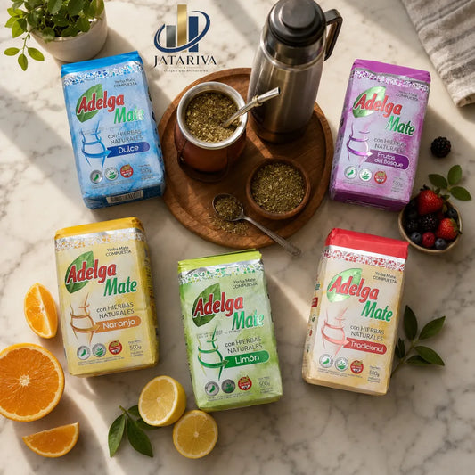 ADELGA MATE CON HIERBAS NATURALES DE 500g, 🌿SABORES DULCE, NARANJA, NATURAL, FRUTOS DEL BOSQUE Y LIMON