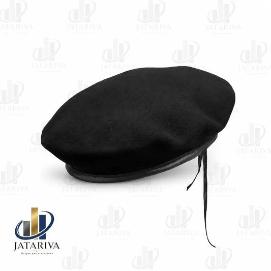 Boina Negra Folclórica de Lana Ajustable – Talla Estándar / Jatariva
