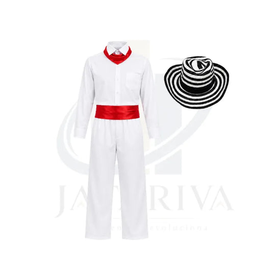 TRAJE DE BAILE COLOMBIANO COMPLETO, FAJA, PAÑUELO, PUNTA, CAMISA, PANTALON SOMBRERO - LISTO PARA BAILE